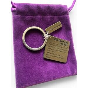 Appreciation Gift Keychain Thank You Difference Maker Silver Toned Stainless